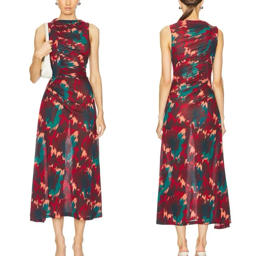 Ulla Johnson Printed Sleeveless Livia Dress w/ Side Ruching (Sz: P or 00/0) $520 - Picture 1 of 14